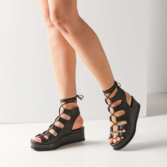 black platform gladiator sandals